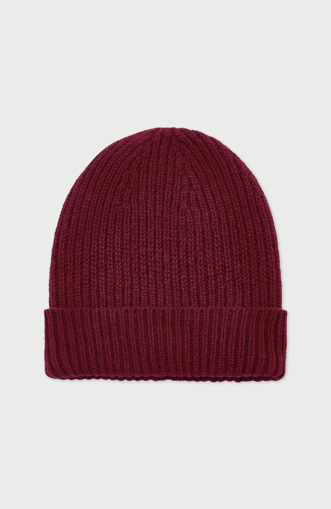 Red 100% Cashmere Ribbed Hat By Paul James