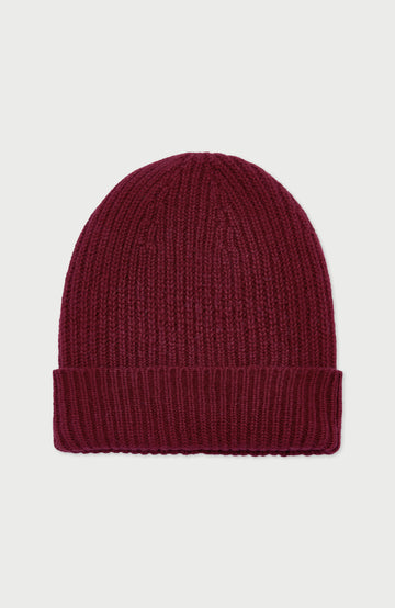 Red 100% Cashmere Ribbed Hat By Paul James