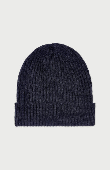 Charcoal 100% Cashmere Ribbed Hat By Paul James