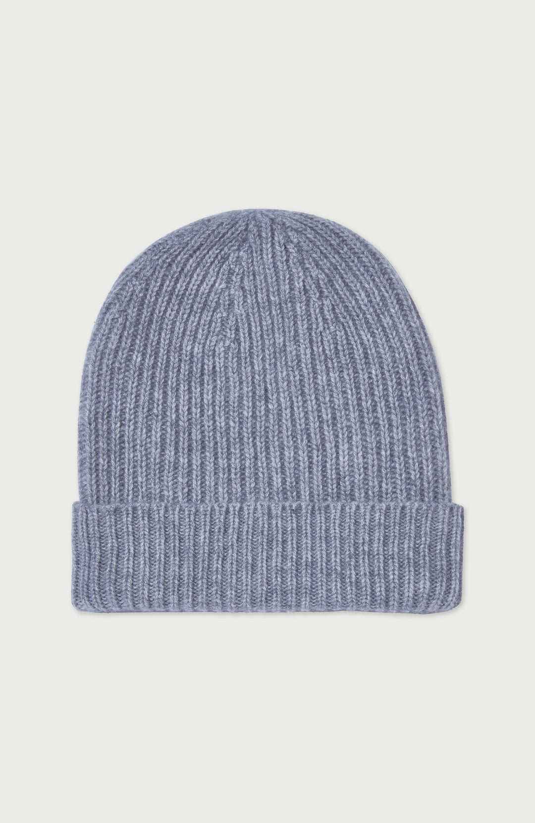 Light Grey 100% Cashmere Ribbed Hat By Paul James