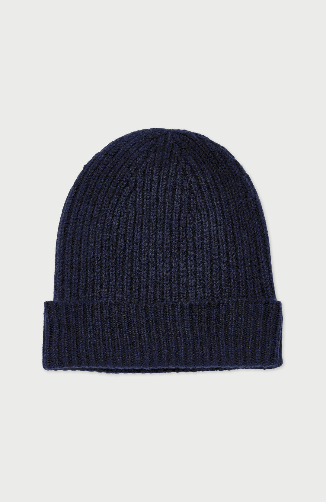 Navy 100% Cashmere Ribbed Hat By Paul James