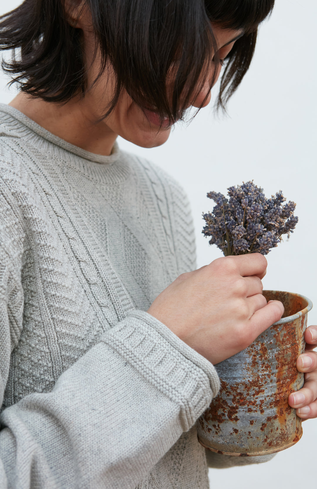 Grey Woman's Fisherman Jumper cotton by Paul James Knitwear