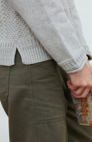 Grey Woman's Fisherman Jumper cotton by Paul James Knitwear