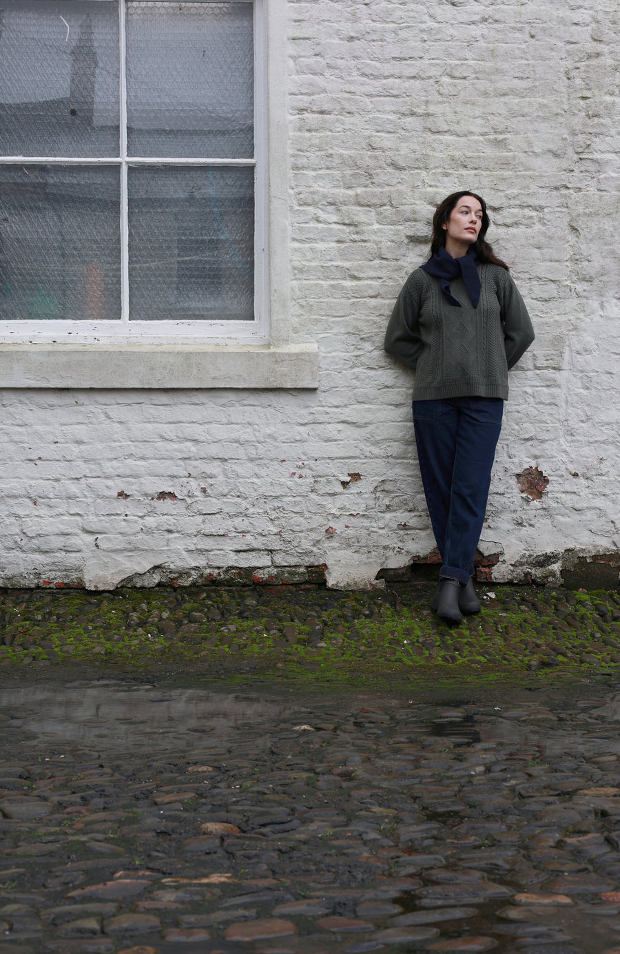 Womens Midweight Cotton Gansey Jumper - Feature 3