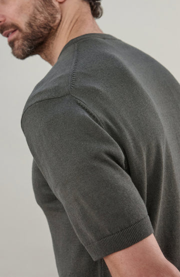 Khaki Mens Cotton Linen Short Sleeve Jumper By Paul James