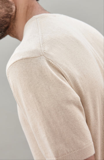 Mens Lightweight Organic Cotton Linen Short Sleeve Jumper