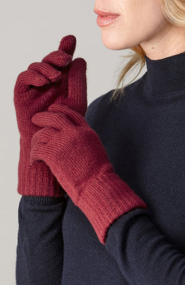 burgundy cashmere gloves