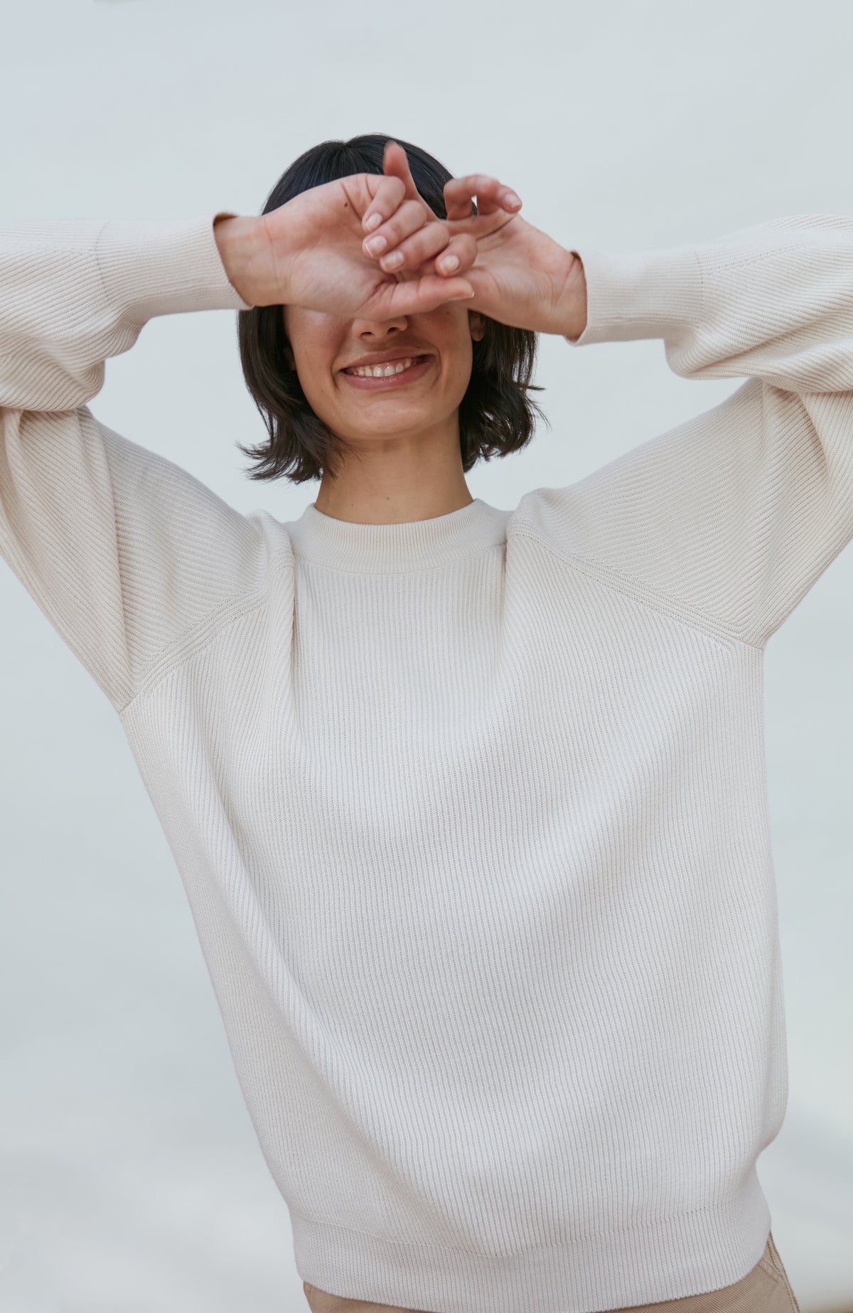 Womens Lightweight Cotton Ribbed Jumper - Feature 1