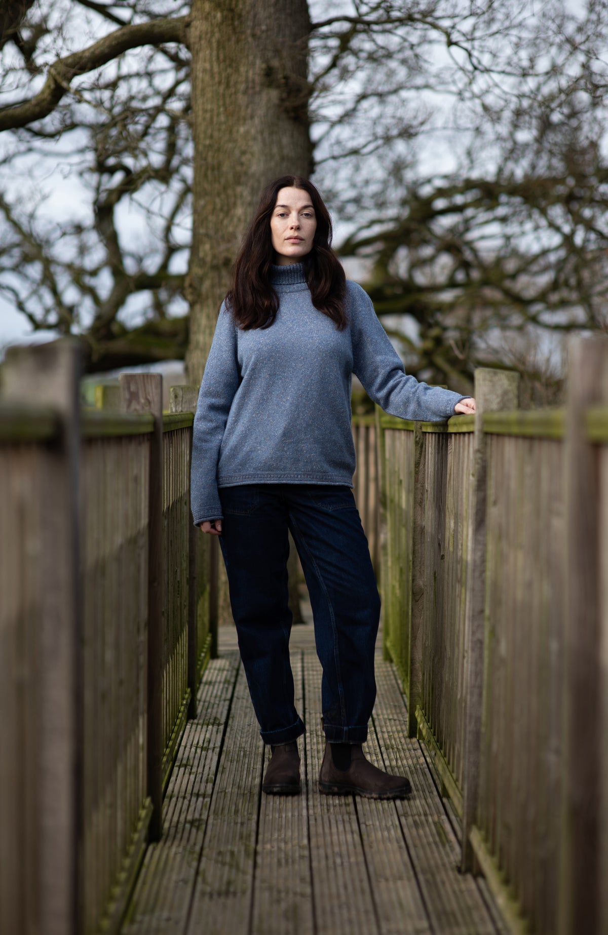Womens Lambswool Silk Roll Neck Jumper - Feature 1