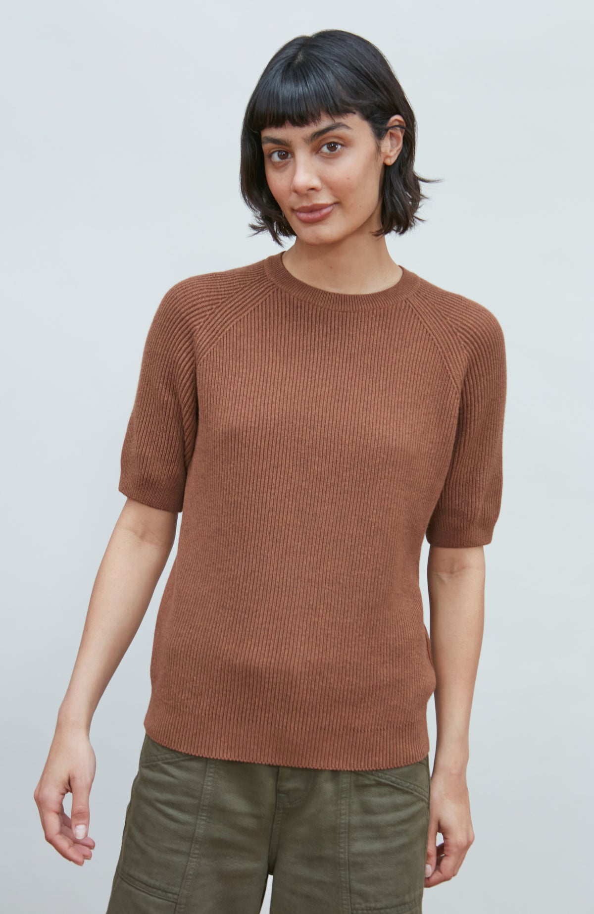 Womens Lightweight Cotton Rib Stripe Top - Feature 2