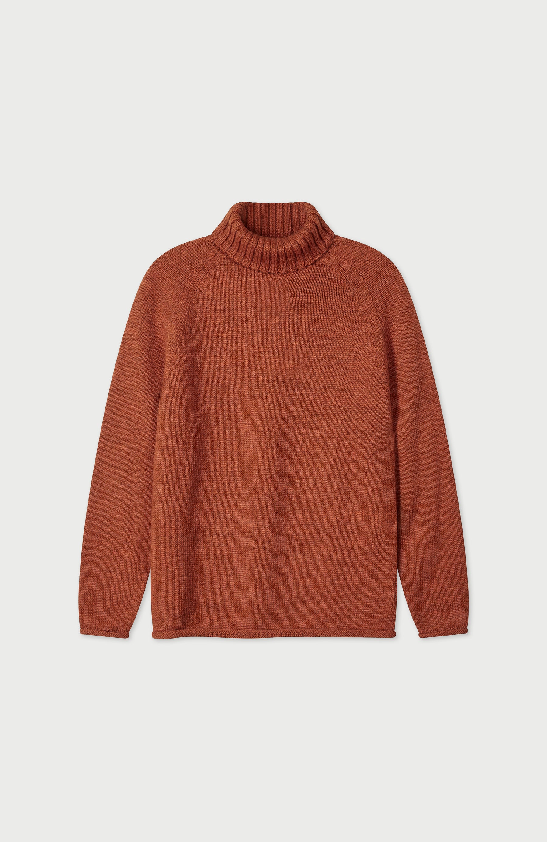 Orange British Wool Roll Neck Made In England Jumper By Paul James 