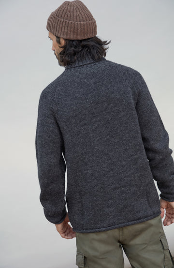 Mens British Wool Fishermans Roll Neck Jumper