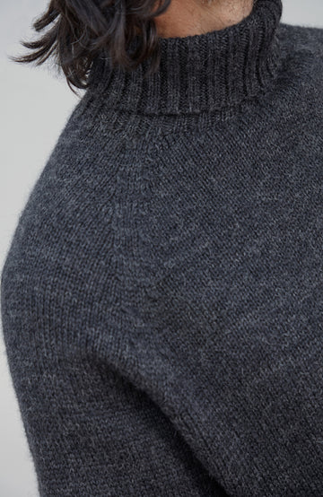 Mens British Wool Fishermans Roll Neck Jumper