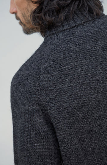 Mens British Wool Fishermans Roll Neck Jumper