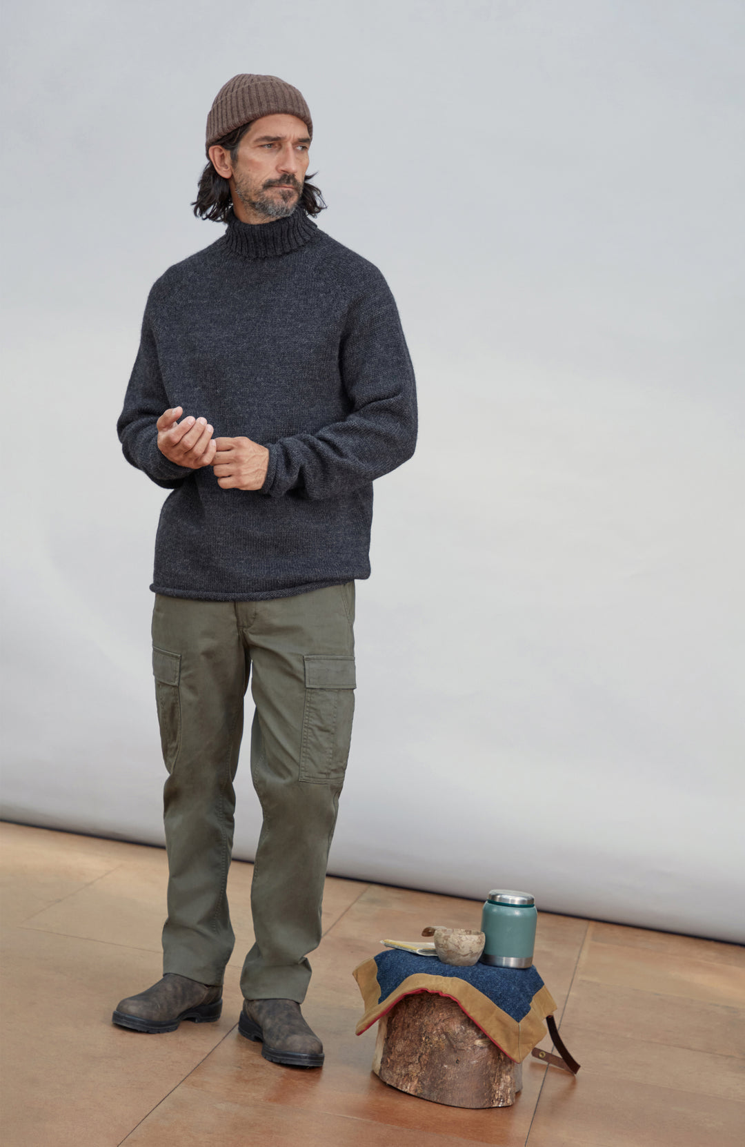 Mens British Wool Fishermans Roll Neck Jumper
