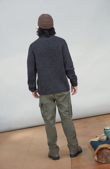 Mens British Wool Fishermans Roll Neck Jumper