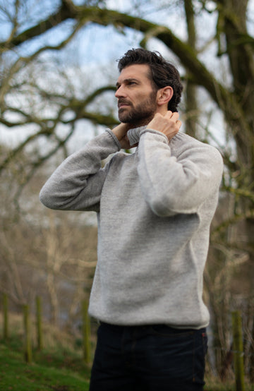 Mens British Wool Fishermans Roll Neck Jumper