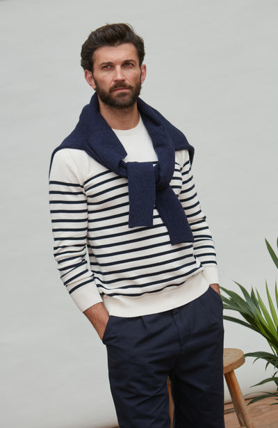 ecru mens breton stripe jumper