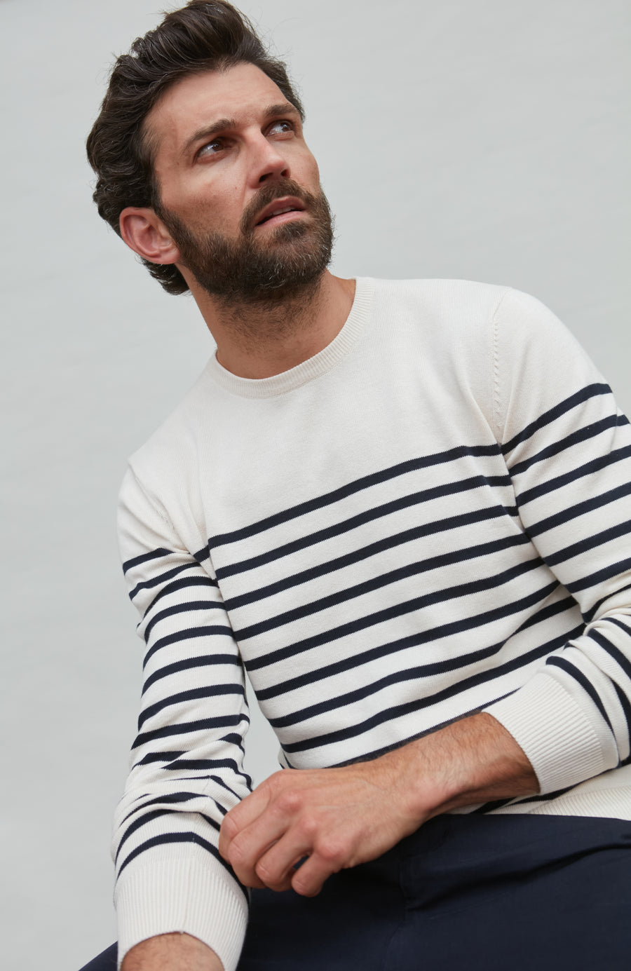 Mens Lightweight Cotton Striped Breton Sweater - Feature 3