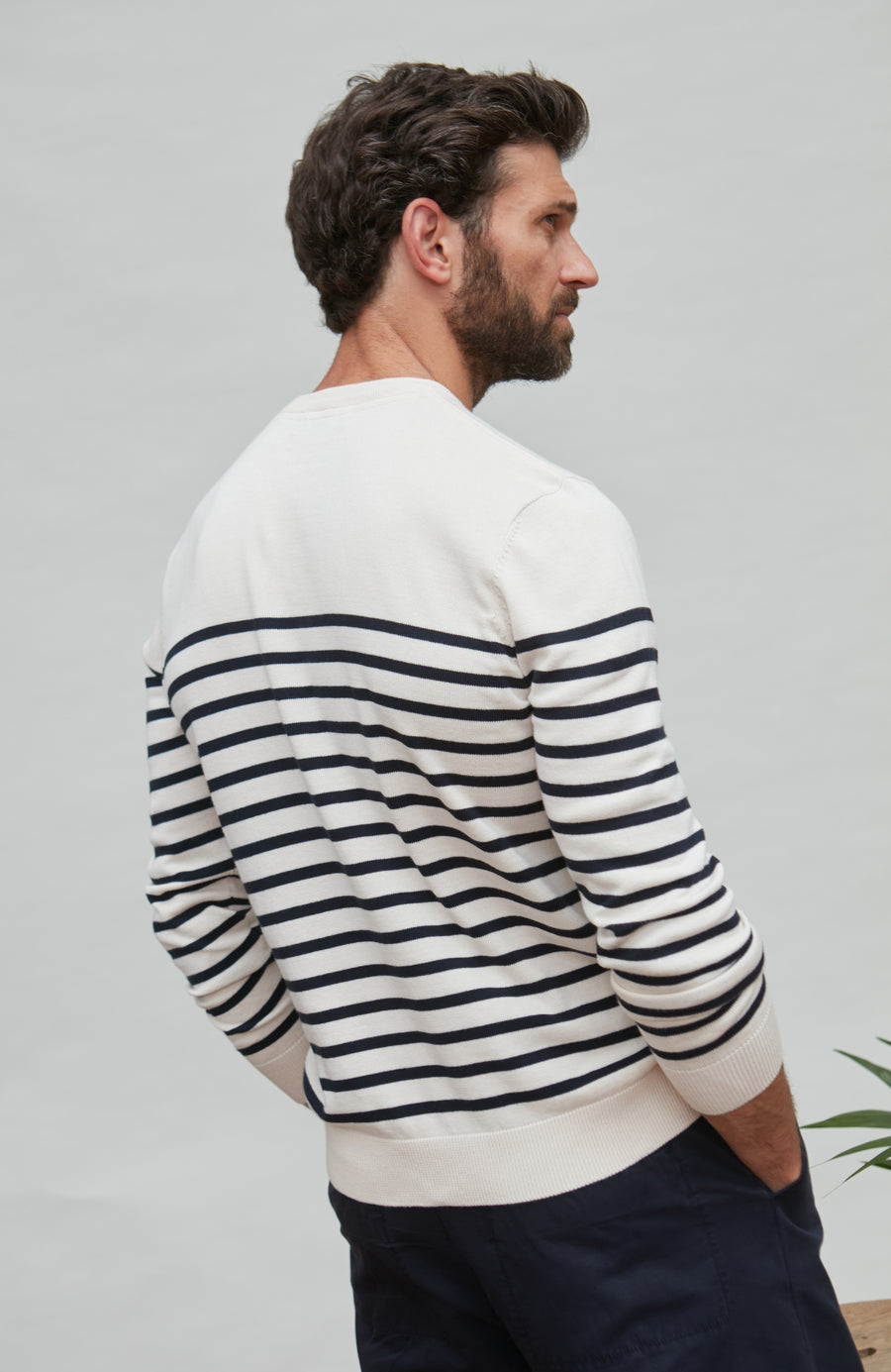 Mens Lightweight Cotton Striped Breton Sweater - Feature 5