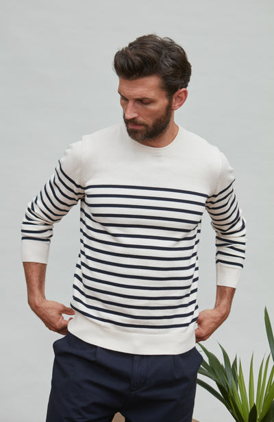 ecru mens breton stripe jumper