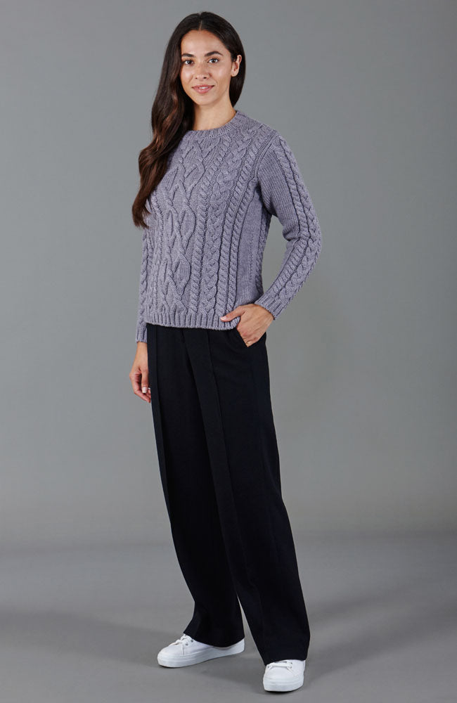 purple womens chunky cable wool jumper
