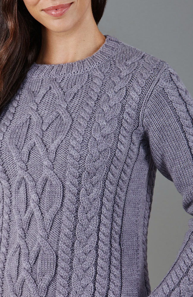 purple womens chunky cable wool jumper