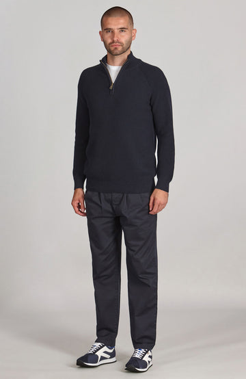navy mens zip neck jumper