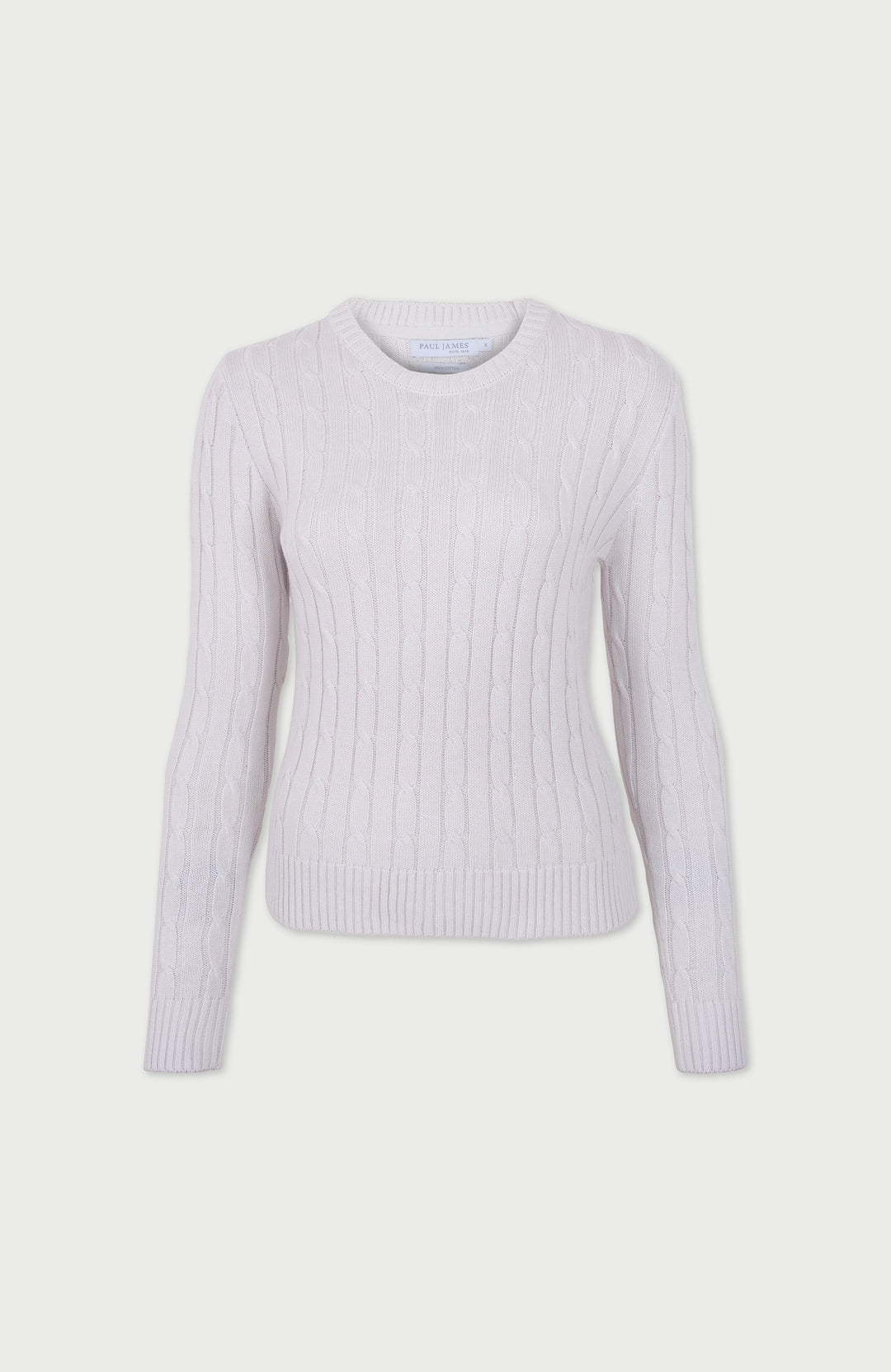 Bone White Womens Cotton Cable Jumper By Paul James