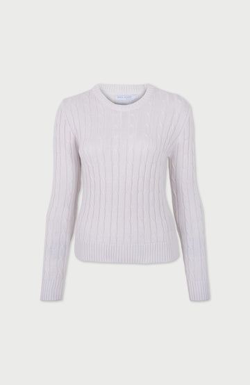 Bone White Womens Cotton Cable Jumper By Paul James