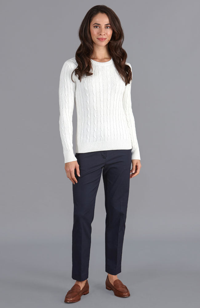 white womens cotton cable jumper
