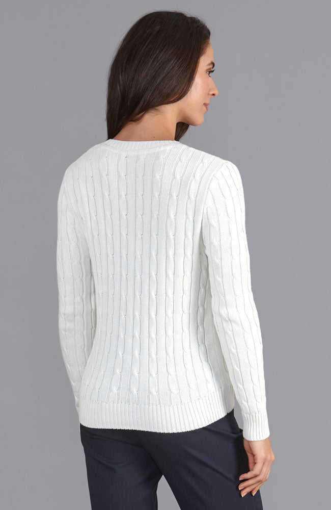 white womens cotton cable jumper