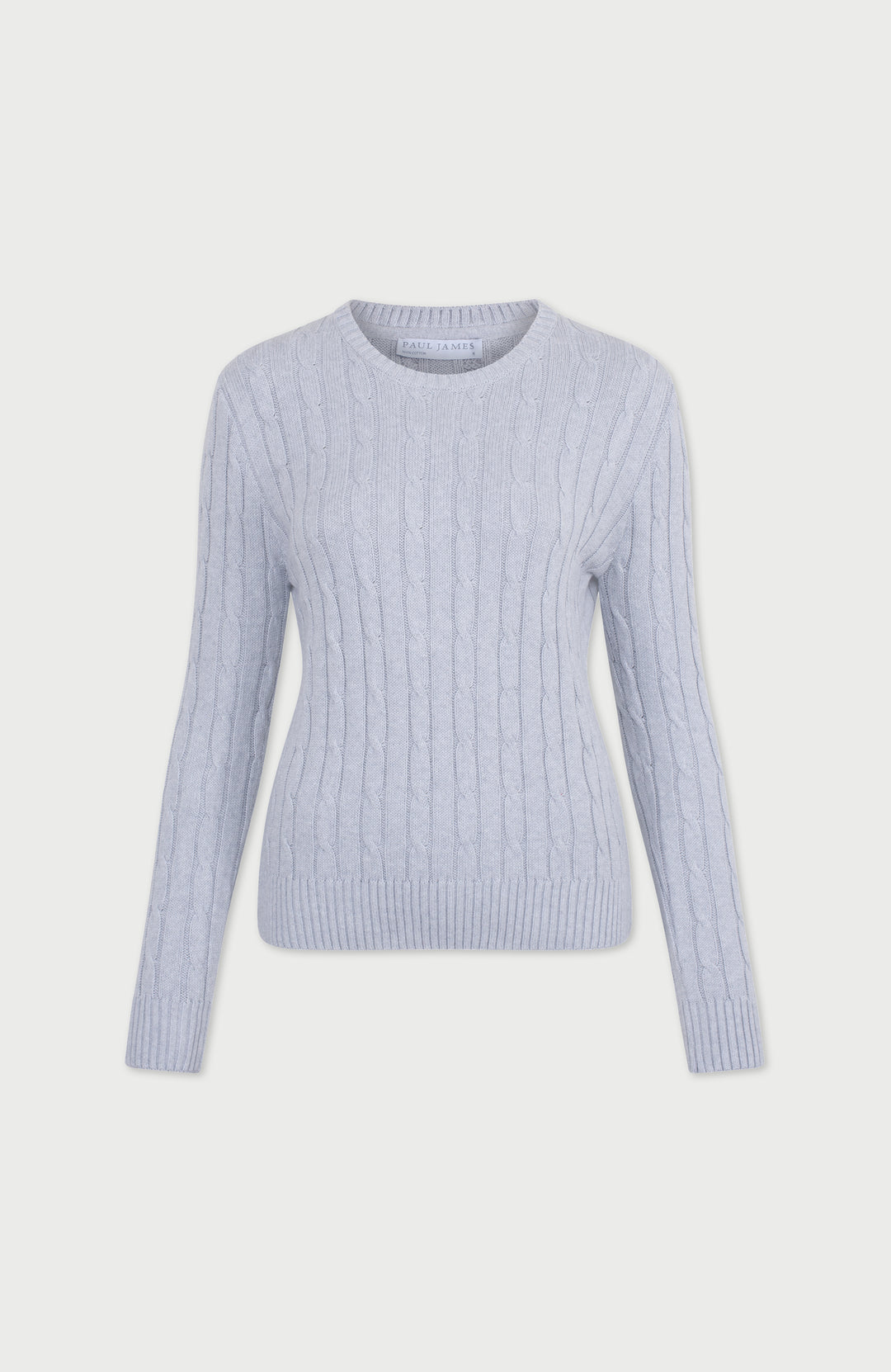 Light Grey Womens Cotton Cable Jumper By Paul James