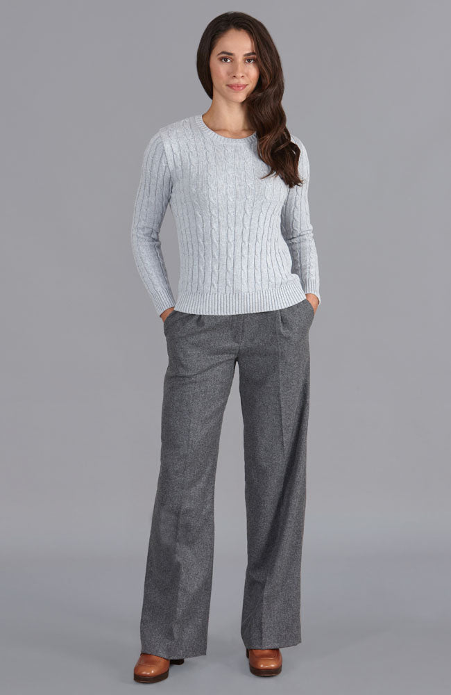 grey womens cotton cable jumper