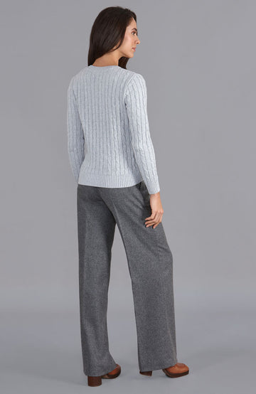 grey womens cotton cable jumper