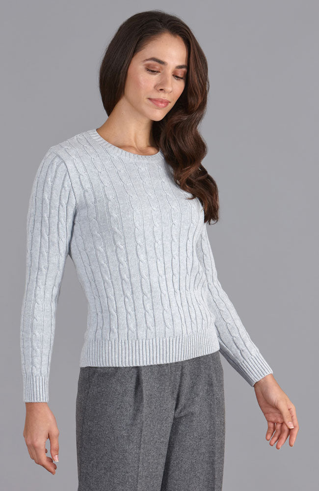 grey womens cotton cable jumper