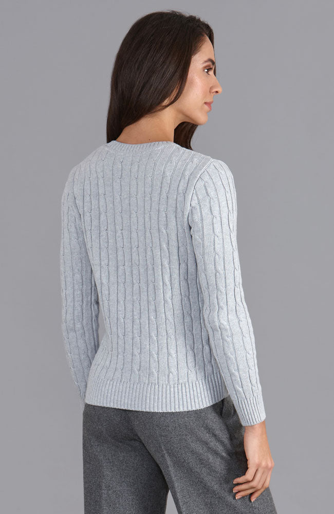grey womens cotton cable jumper