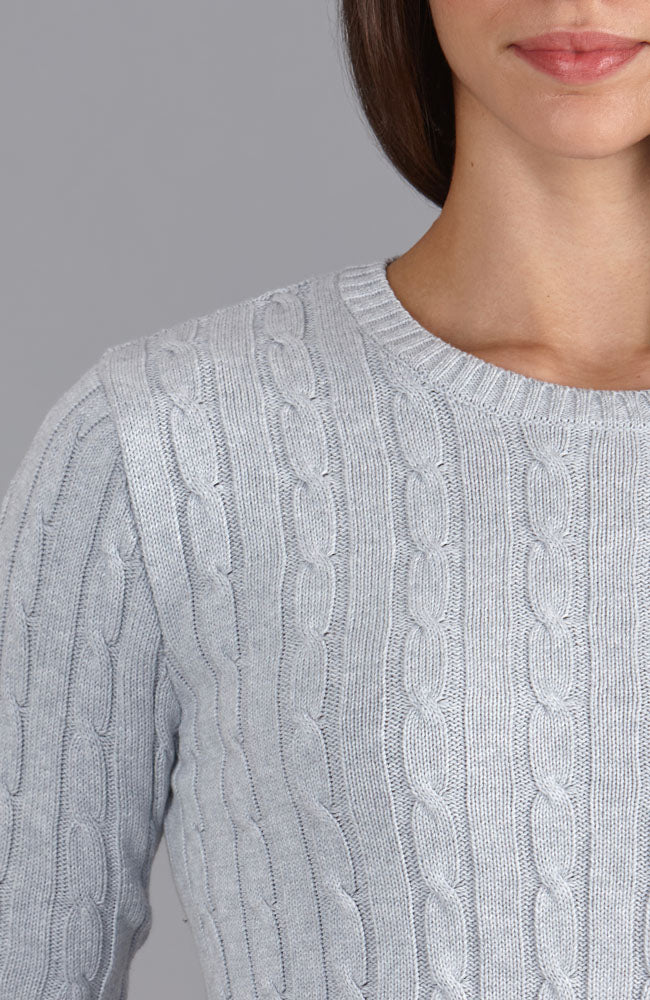 grey womens cotton cable jumper