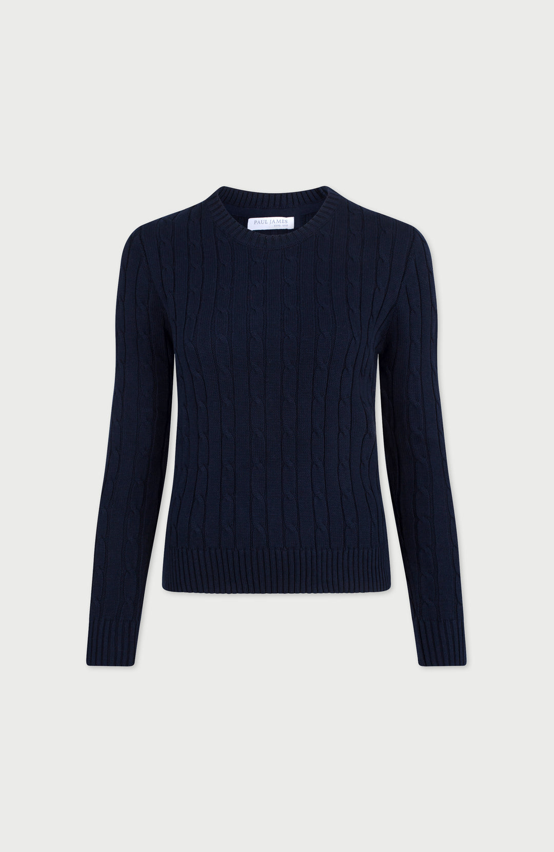 Navy Womens Cotton Cable Jumper By Paul James