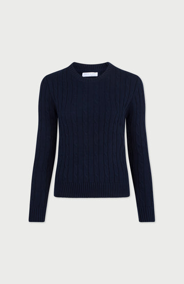 Navy Womens Cotton Cable Jumper By Paul James