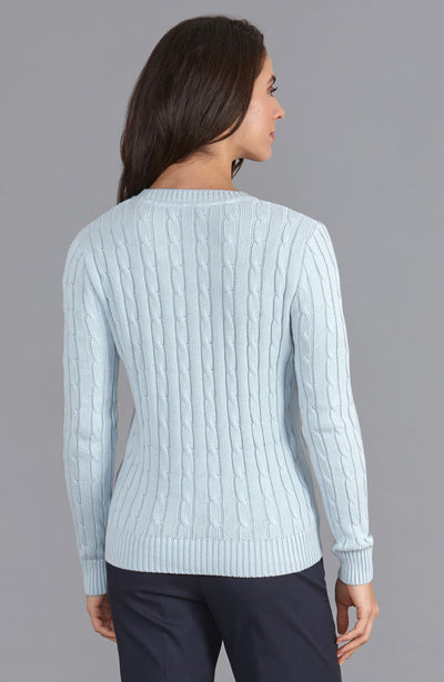 blue womens cotton cable jumper