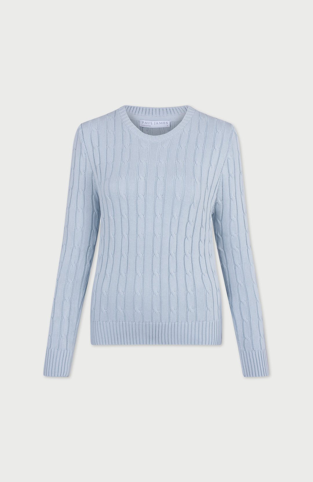 Paleblue Womens Cotton Cable Jumper By Paul James