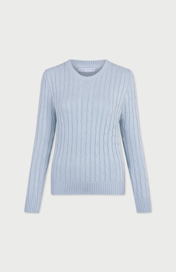 Paleblue Womens Cotton Cable Jumper By Paul James