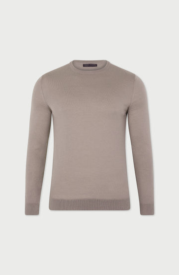 Mens Superfine Merino Silk Crew Neck Jumper