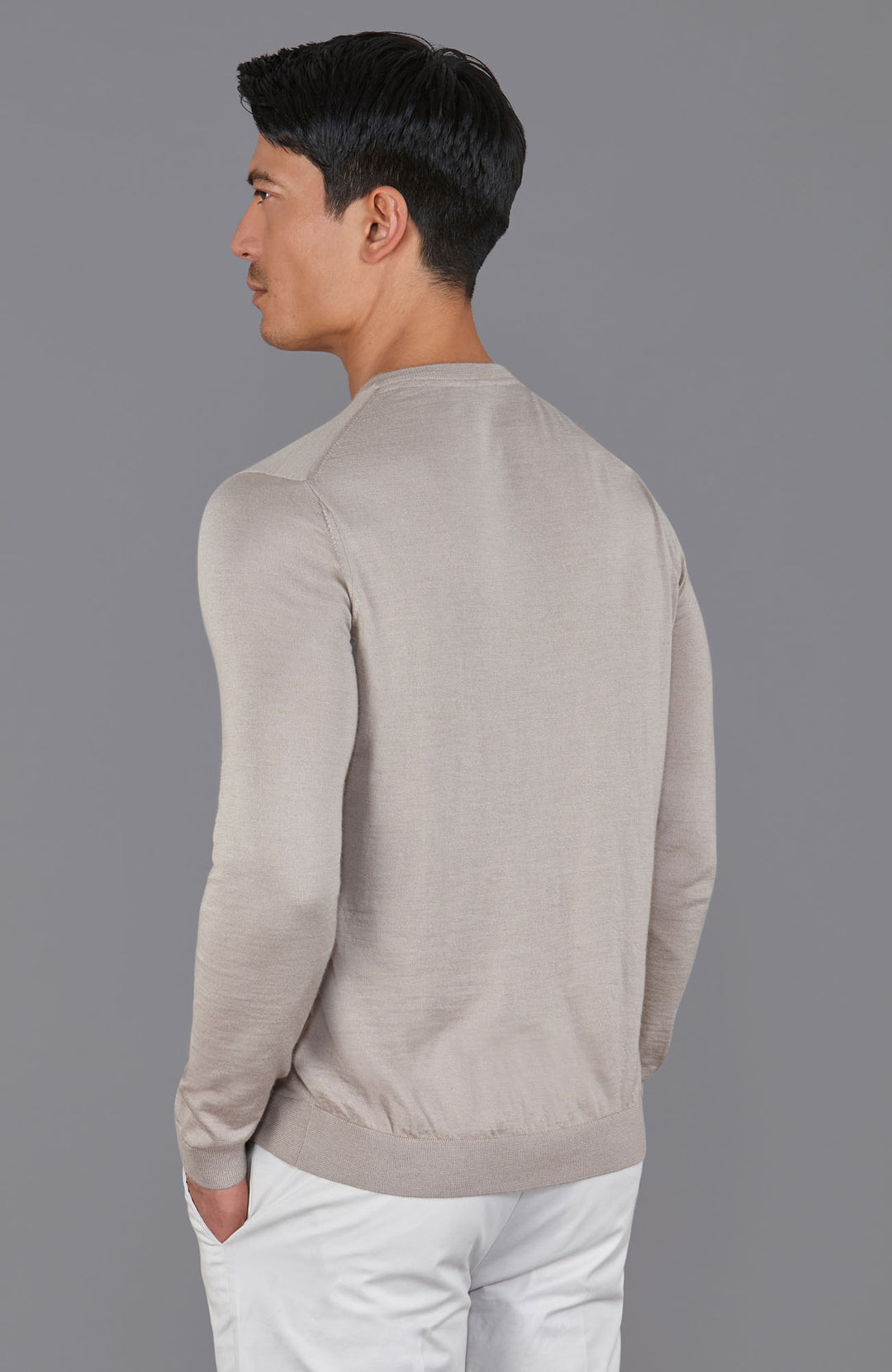 taupe mens merino silk jumper