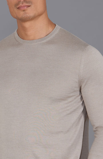 taupe mens merino silk jumper