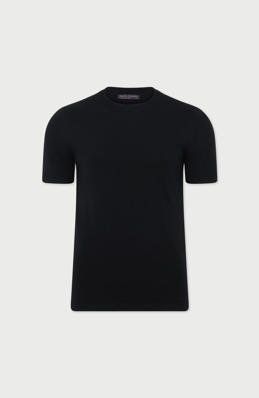 black merino wool mens t-shirt on a light gray background