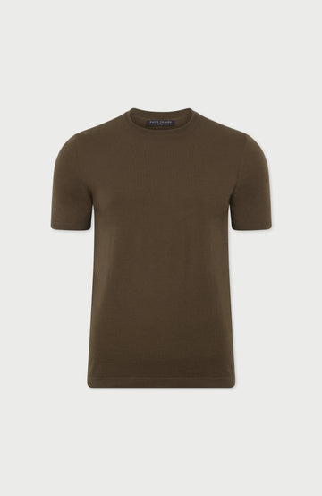 green merino wool mens t-shirt on a light gray background