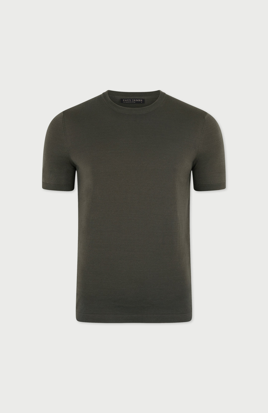 Green mens mercerised t-shirt on a white background