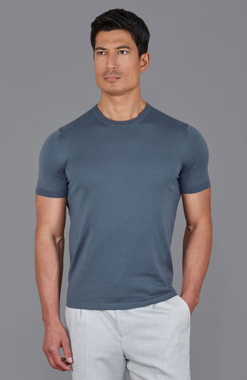 blue mens mercerised cotton t-shirt